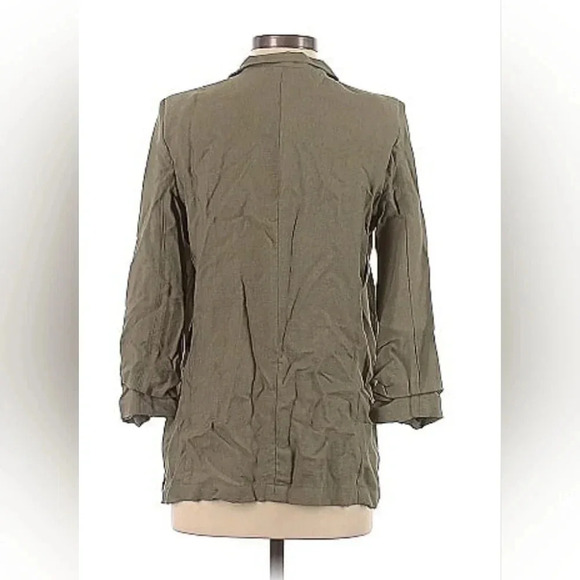 DKNY Size Small Open Front Cardigan Jacket 3/4 sleeves Olive Green - Picture 2 of 9